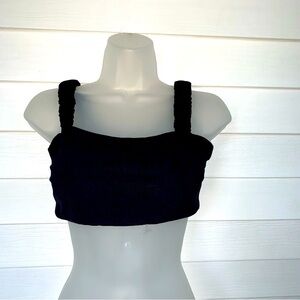 3 for $30 Women’s size 8 Black Fitted ruffle straps Crop Tank bikini Top NWT